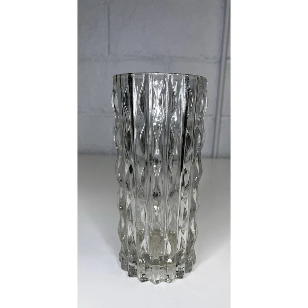 Vintage‎ Fidenza Vetraria Italy Glass Vase MCM Wavy Pressed Scallop 9